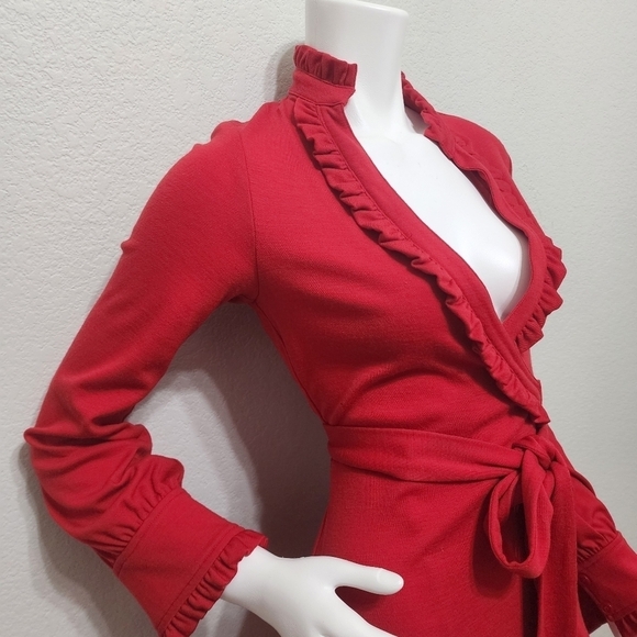 NWT Diane von Furstenberg Wool Wrap Red Dress Size 10 - Picture 9 of 15